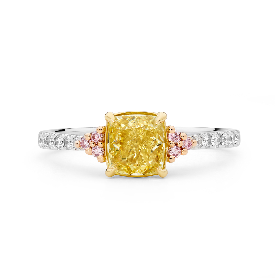 Desert Rose - Argyle Yellow & Pink Diamond Trilogy Ring • JahRoc Galleries